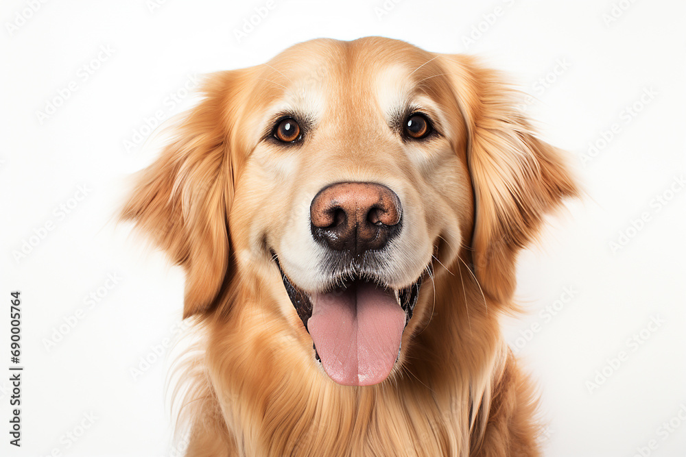 Golden Elegance Capturing the Charm of a Loyal and Affectionate Retriever on a Pure White Canvas Created with generative AI tools