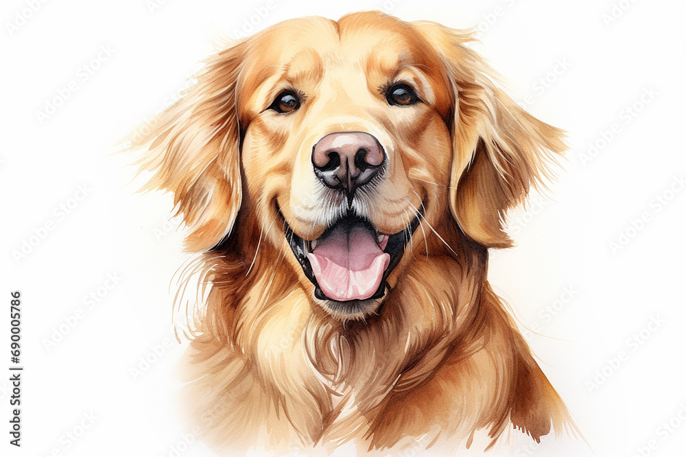 Golden Elegance Capturing the Charm of a Loyal and Affectionate Retriever on a Pure White Canvas Created with generative AI tools Golden Elegance Capturing the Charm of a Loyal and Affectionate Retriever on a Pure White Canvas Created with generative AI tools