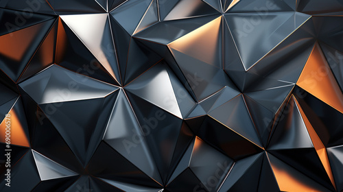 Abstract 3d rendering of a chaotic polygonal shape. Futuristic background with low poly shapes. 
