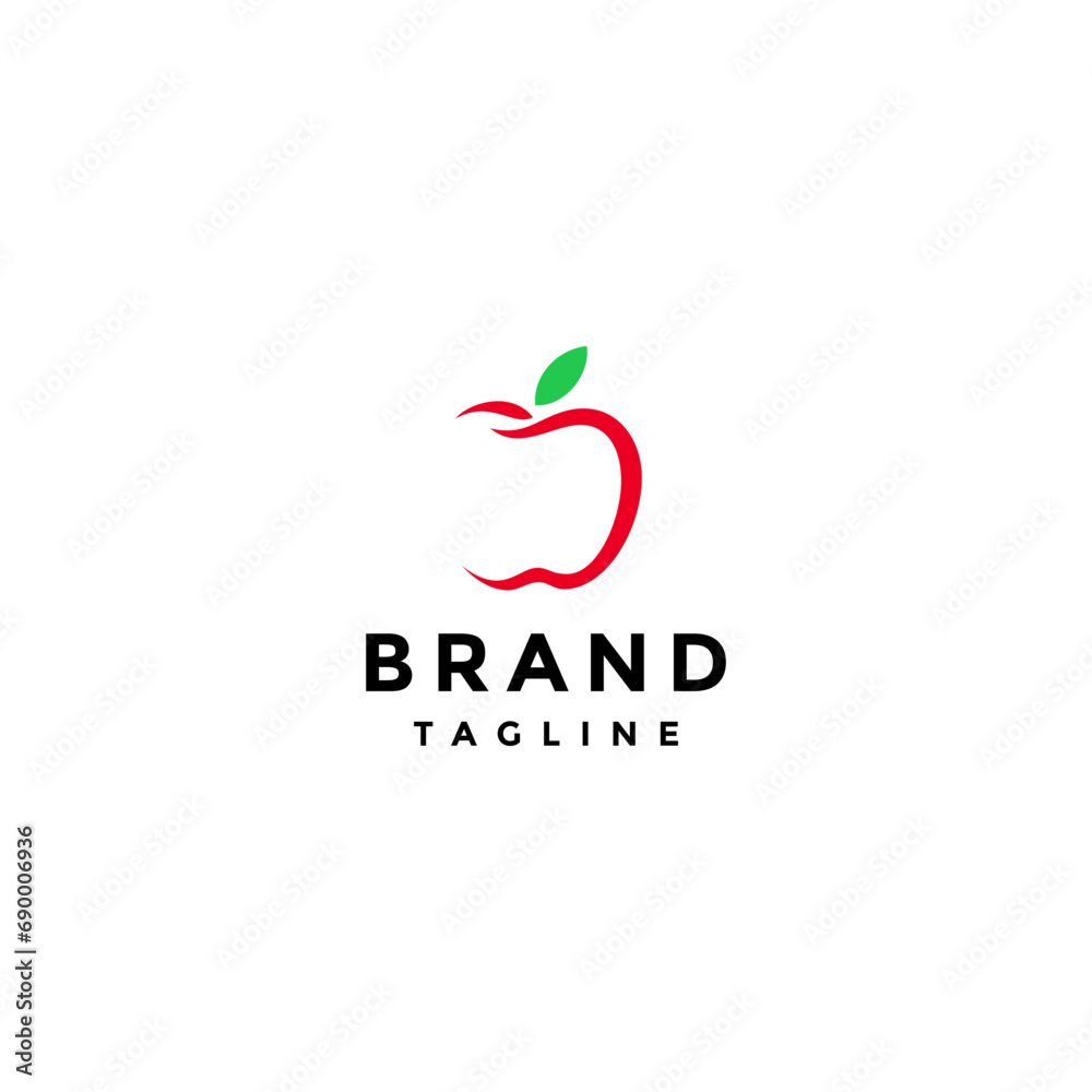 Fototapeta premium Abstract Apple Silhouette Line Design. Simple Apple Silhouette Logo Design.