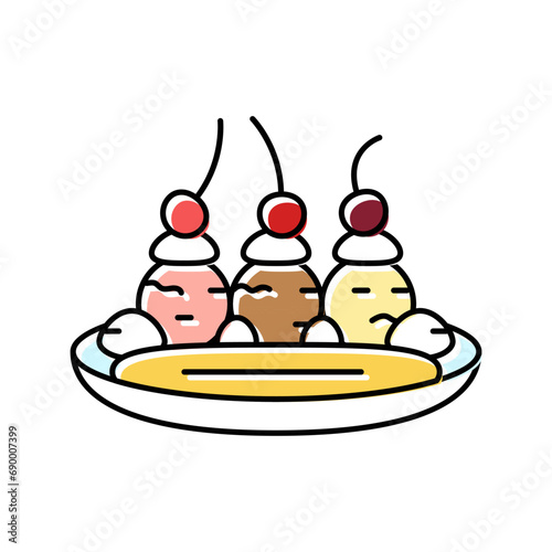 banana split sweet food color icon vector. banana split sweet food sign. isolated symbol illustration