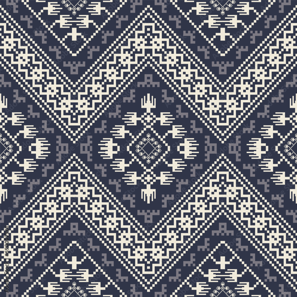 Ethnic geometric monochrome pattern. Vector aztec geometric shape seamless pattern embroidery pixel art style. Aztec geometric pattern use for textile, home decoration elements, upholstery, wrapping. Ethnic geometric monochrome pattern. Vector aztec geometric shape seamless pattern embroidery pixel art style. Aztec geometric pattern use for textile, home decoration elements, upholstery, wrapping.
