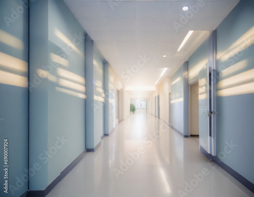 病院の廊下 ぼやけた背景イメージ Generative AI