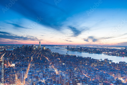 sunset in the New York city