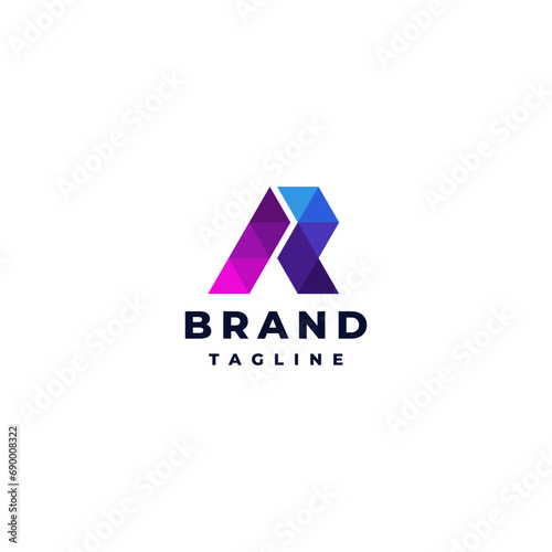 Colorful Letter AR Mosaic Logo Design. Colorful Triangles That Form the Initials A and R Logo Design.