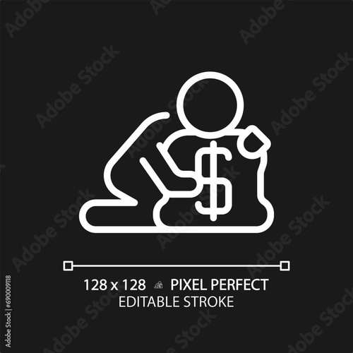 2D pixel perfect editable white greed icon, isolated simple vector, thin line illustration representing psychology.