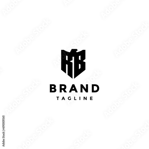 Eagle Shield Initial Letter RB Logo Design. The Eagle Symbol with the Initial Letter RB is in the Shape of a Shield Logo Design.