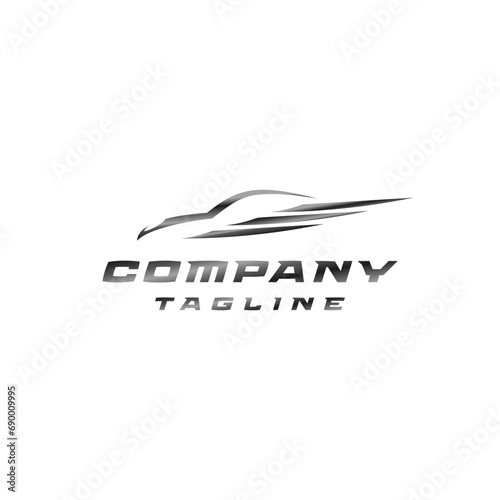 Winged Car Silhouette Logo Design. Car Silhouette With Wings Logo Design.