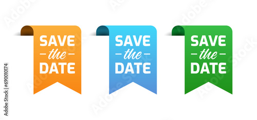 Save the date tag label bookmark illustration