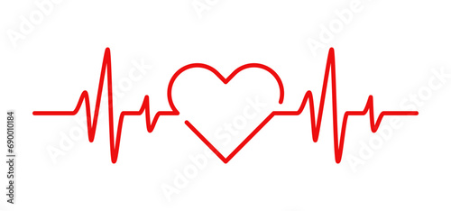 heartbeat line vector heart shape