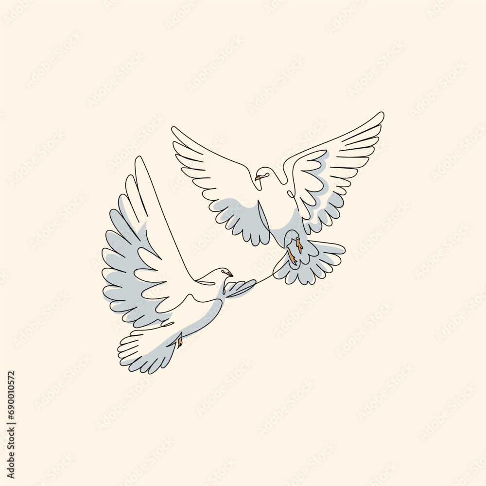 Fototapeta premium Pigeon Couple in Harmonious Flight