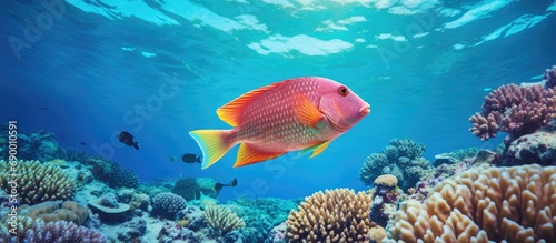 Red sea's coral fish in the underwater world of Egypt.