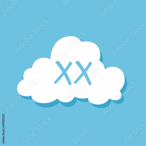 Online kidswear store filled colorful initial logo idea. Buying kids stuff online. Letters inside cloud shape. Graphic design. Created using neural network