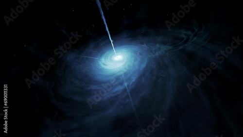 Quasar rotating in outer space with a massive black hole inside.  photo