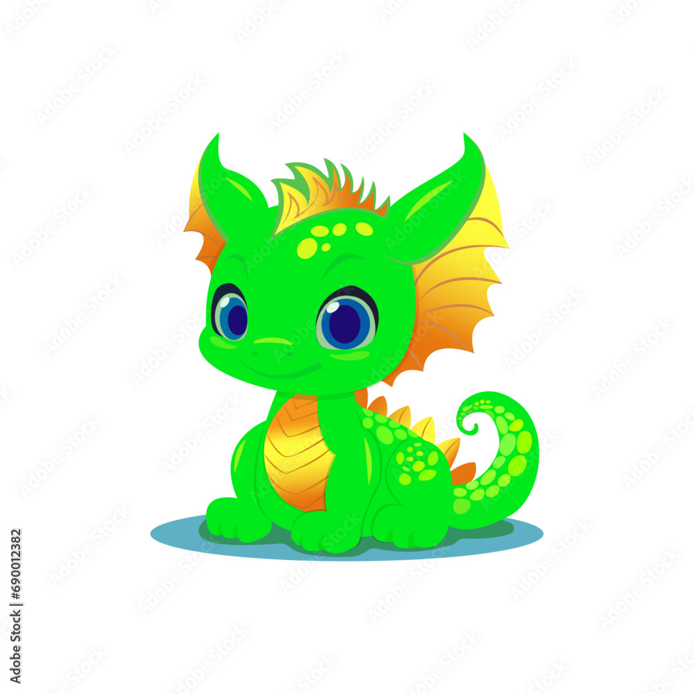 cartoon green little dragon character isolated on white background.symbol of chinese new year cartoon green little dragon character isolated on white background.symbol of chinese new year
