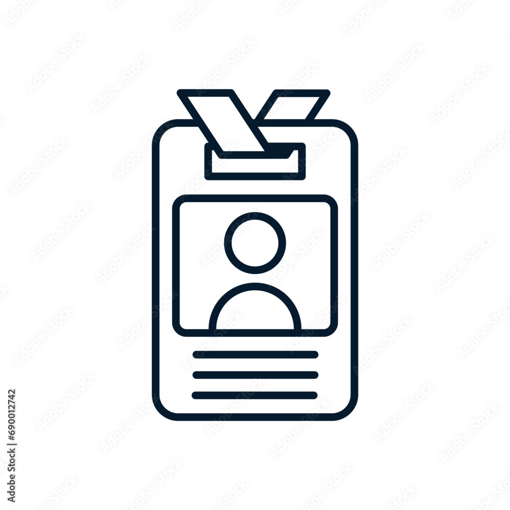 Employee ID card concept. Vector linear icon isolated on white background. Employee ID card concept. Vector linear icon isolated on white background.