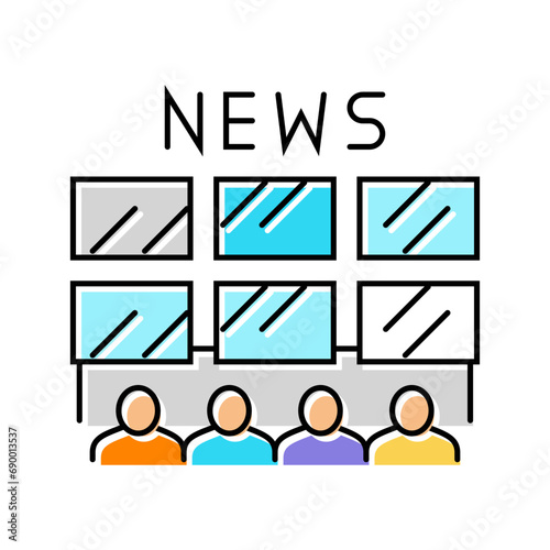 newsroom news media color icon vector. newsroom news media sign. isolated symbol illustration