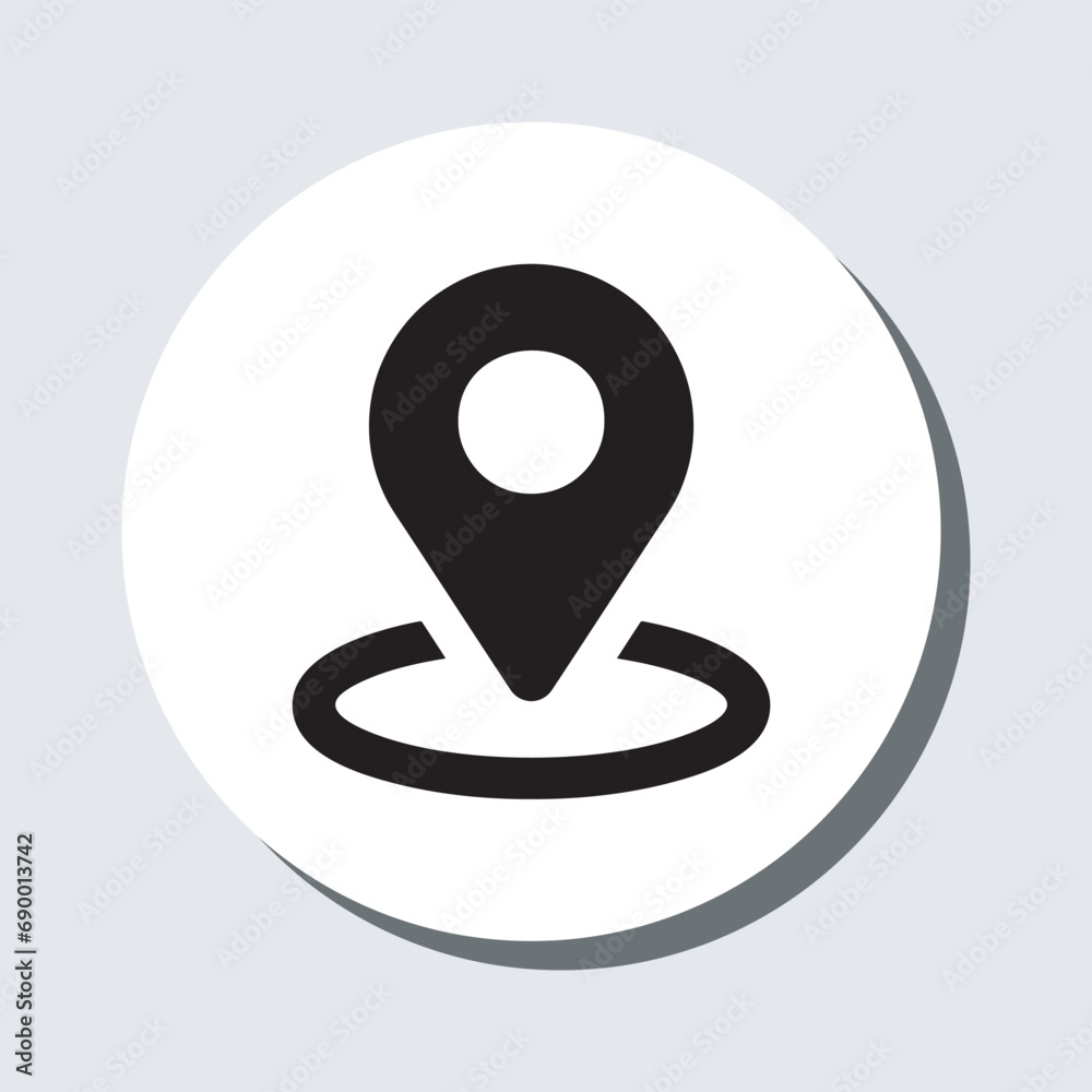 Location icon vector. Pin sign symbol in trendy flat style. Pointer vector icon illustration in circle isolated on gray background Location icon vector. Pin sign symbol in trendy flat style. Pointer vector icon illustration in circle isolated on gray background