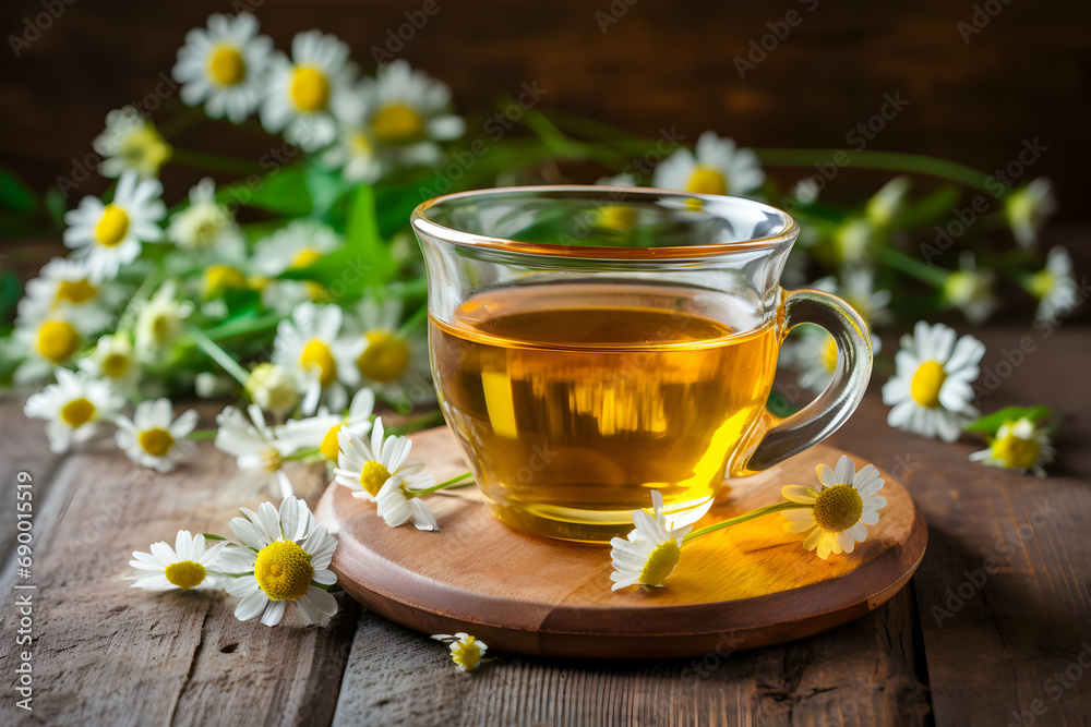 Chamomile Tea, a Soothing Elixir, with Ample Copy Space for Your Relaxing Moments Serenity in a Cup Chamomile Tea, a Soothing Elixir, with Ample Copy Space for Your Relaxing Moments Serenity in a Cup
