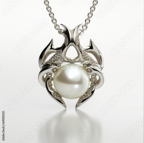 Silver fashion pendant isolated on white background