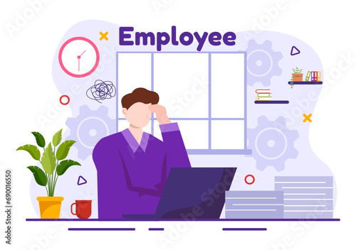 Employee Vector Illustration with Business Team and Productivity Hold a Meeting to Common Goals and Success with Company in Flat Cartoon Background