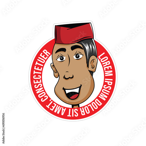 the man head cartoon with red skullcap