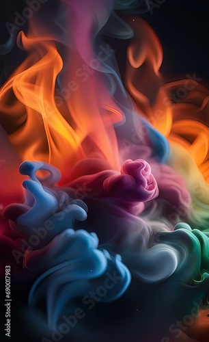 Abstract multi-colored realistic smoke. .AI