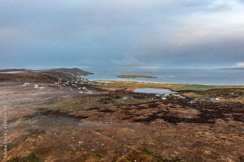 Aerial view of a foggy Portnoo, County Donegal - Ireland Aerial view of a foggy Portnoo, County Donegal - Ireland