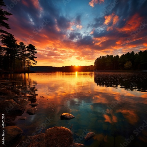 Sunset Over Tranquil Haven Lake -