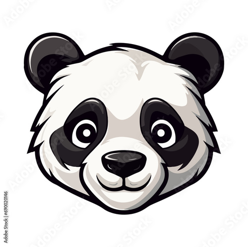 Panda Portrait Sticker, Panda head mascot logo illustration, Panda character, generative ai