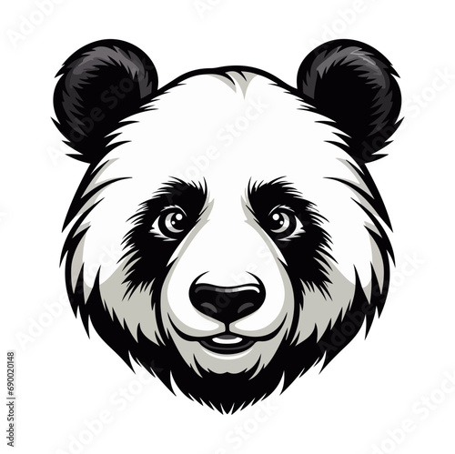 Panda Portrait Sticker, Panda head mascot logo illustration, Panda character, generative ai