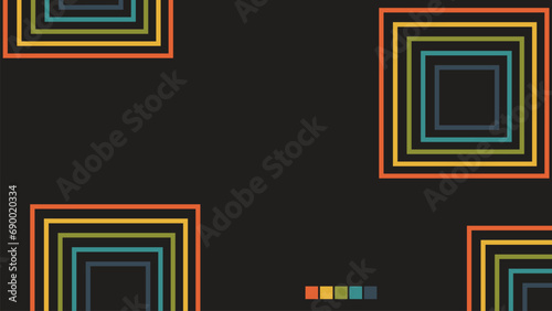 retro line vector set background set , isolated in black background, abstract pattern design, retro stripes groovy 70s style presentation background