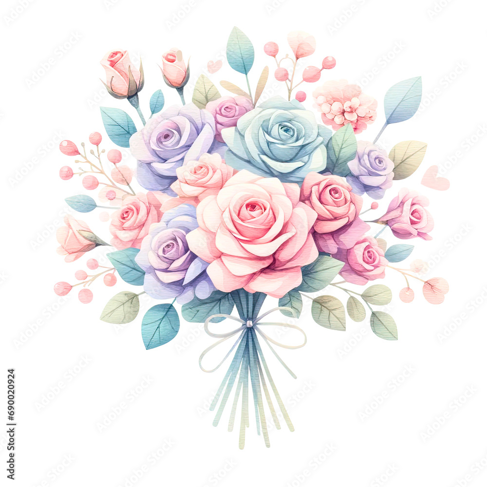 Watercolor Dinosaur Clipart, Cute Baby Dragon Valentine