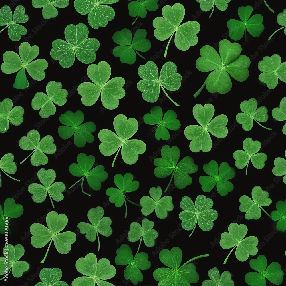 green clover leaf in dark black background, for Irish holiday Saint Patrick's Day green clover leaf in dark black background, for Irish holiday Saint Patrick's Day