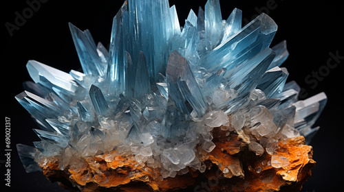 Blue Crystals and Minerals. Crystal closeup. Crystal Healing Gemstone Rock Mineral photo