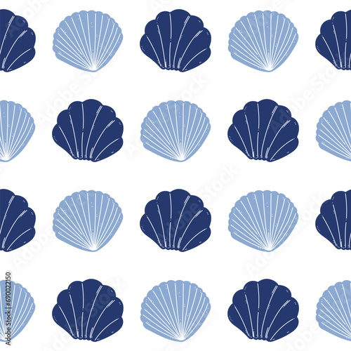Aquatic background clam shell seamless pattern photo