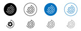 Data recovery line icon set. Data recovery reset settings button in black and blue color