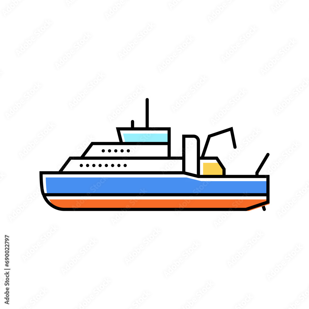 oceanographic research vessel color icon vector. oceanographic research vessel sign. isolated symbol illustration