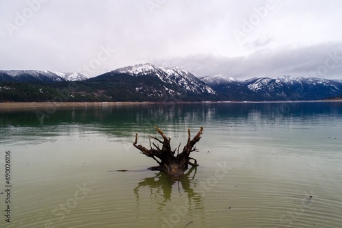 Cle Elum Lake and the Cascade Mountains in December photo