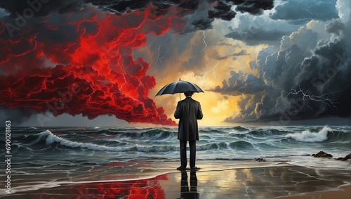 A storm of emotions in a red dream photo