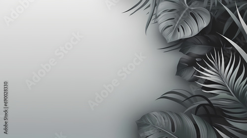 Collection of tropical leaves,foliage plant in Gray color with space background,PPT background