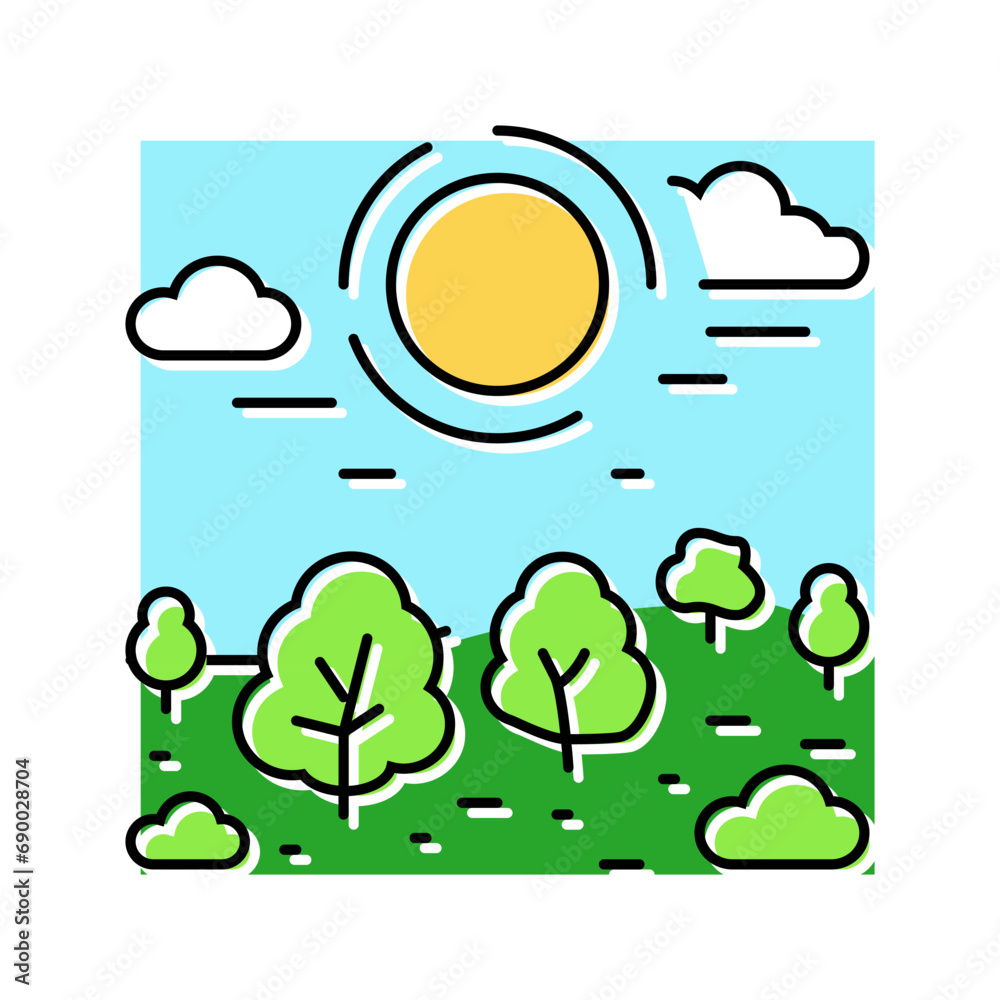 landscape sunset sun summer sunlight color icon vector. landscape sunset sun summer sunlight sign. isolated symbol illustration