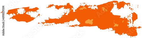 Two-tone orange stain created with brush strokes. Hand-drawn vector design element isolated on transparent background