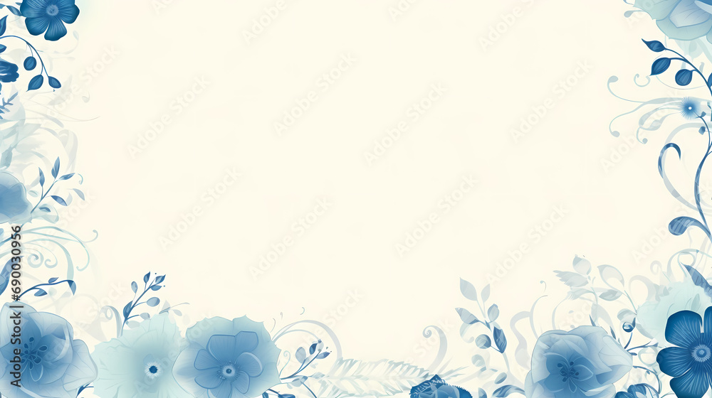 A blank floral invitation showcases a beautiful arrangement of blue flowers on a empty white background. The simplicity of the design exudes elegance, making it suitable for various occasions A blank floral invitation showcases a beautiful arrangement of blue flowers on a empty white background. The simplicity of the design exudes elegance, making it suitable for various occasions