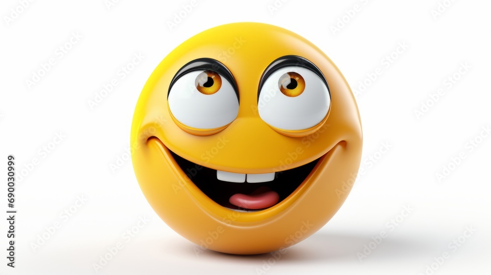 Fototapeta premium Smiling Face Emoji. A yellow face with a modest smile. A classic smiley icon.