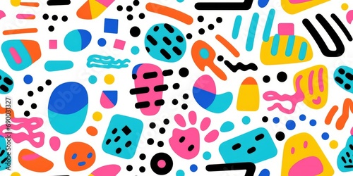 Abstract colorful shapes seamless pattern