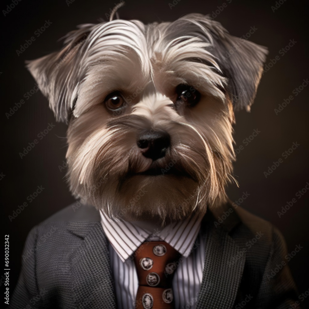 Dog in suit with tie