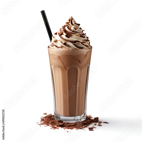 Delicious chocolate milshake isoalted on white background, AI Generative.