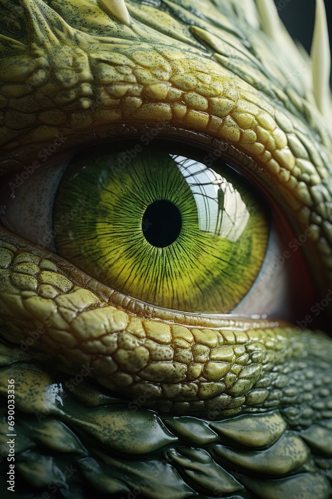 Fototapeta premium Close-up of a dragon's green eye.