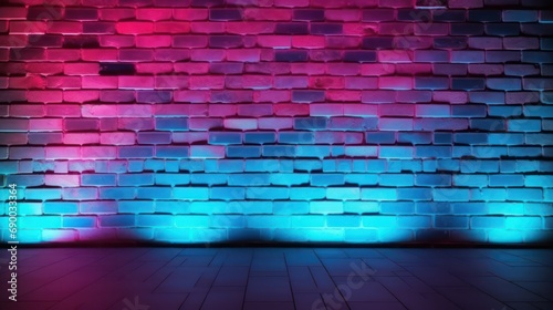 Lighting Effect red and blue on brick wall for background party happiness concept   For showing products or placing products 